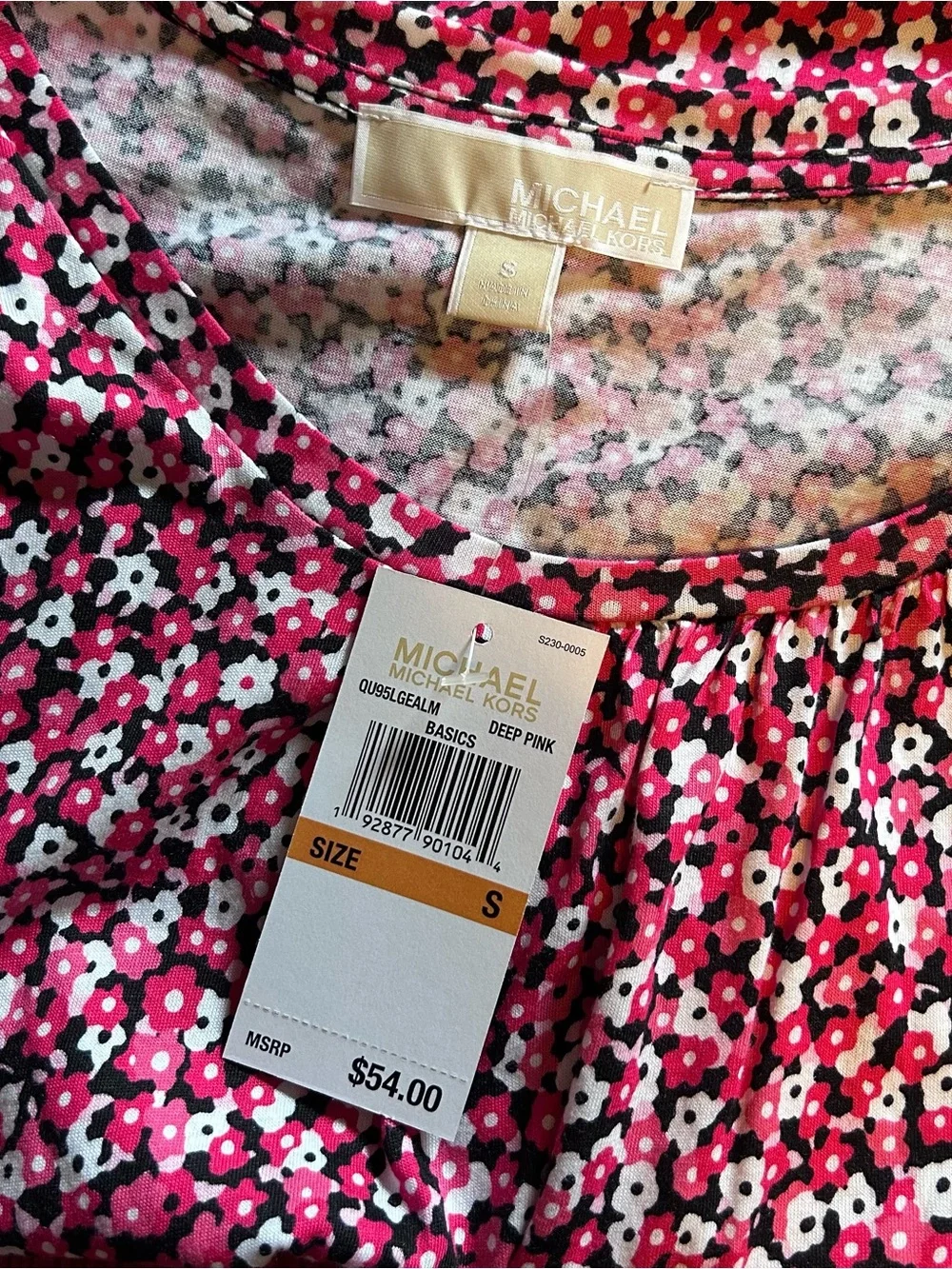 Michael Kors Pink Floral Scoop Neck Tunic